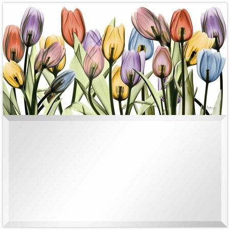 SOLID STORAGE SUPPLIES Tulip Scape Square Beveled Mirror on Free Floating Printed Tempered Art Glass SO2957110